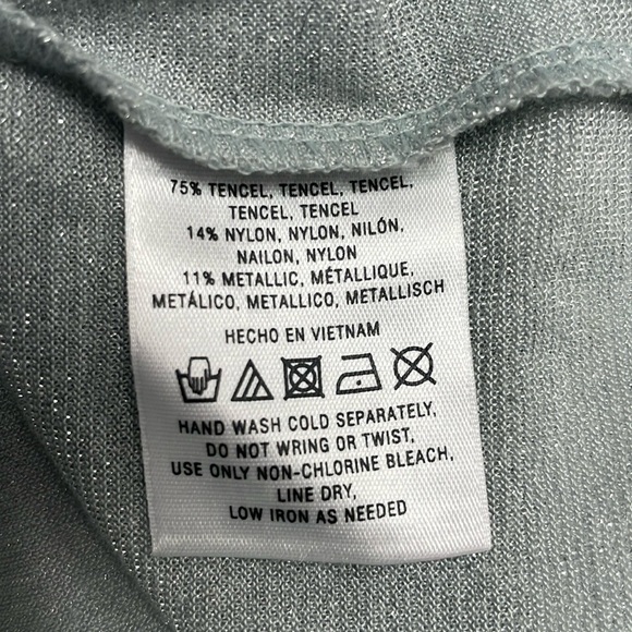 NWT Anthropologie Del Metallic Bow Keyhole 3/4 Sleeve Knit Blouse Teal XS - Picture 9 of 9